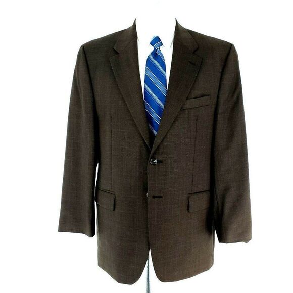 Damaged Lauren Ralph Lauren Wool 2 Button Blazer 42R Brown Glen Plaid Blue Windo - Picture 4 of 12